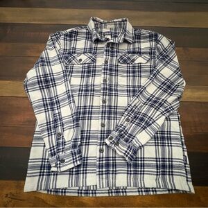 Patagonia Men’s Fjord Flannel Shirt Size M Blue Plaid Double Pocket with Flaps